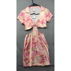 New Rue 21 Short Sleeve Pink Marble Collar Dress Size M Women
